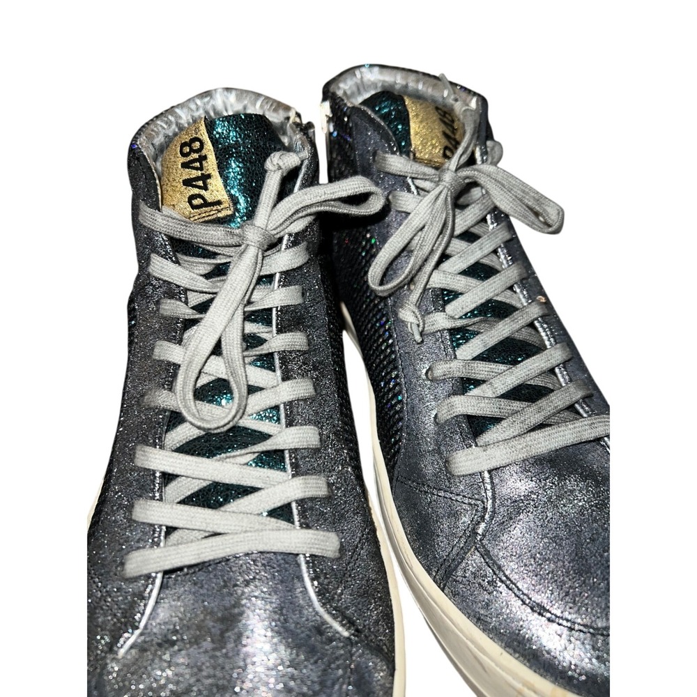 P448 John‎ High Top Sneakers Glitter Sparkle Side Zip Women Skater Streetwear 42 - Picture 8 of 10